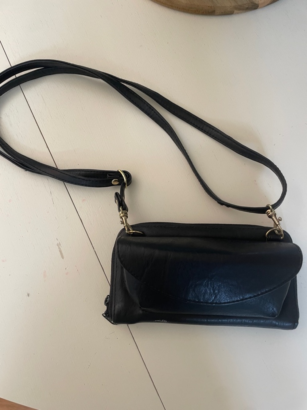 Vintage 1990 Kolbu 1 Black Leather Crossbody Shoulder Bag - with glasses case